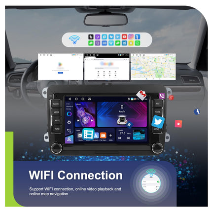 4+64G CAMECHO Android 13 Car Radio for VW Golf 5 6 Touran Polo Touran with Carplay/Android Auto/Mirrorlink, 7 inch Capacitive Touchscreen Supports WiFi/GPS/FM/Bluetooth/SWC