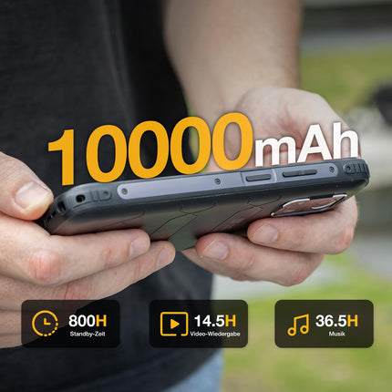 AGM H MAX lepinguta õues kasutatav mobiiltelefon 4G, 10000 mAh võimas nutitelefon Android 14, 4GB+128GB, 6,56-tolline HD+ ehitusplatsi mobiiltelefon IP68/Face ID/kahe SIM-kaardiga/NFC