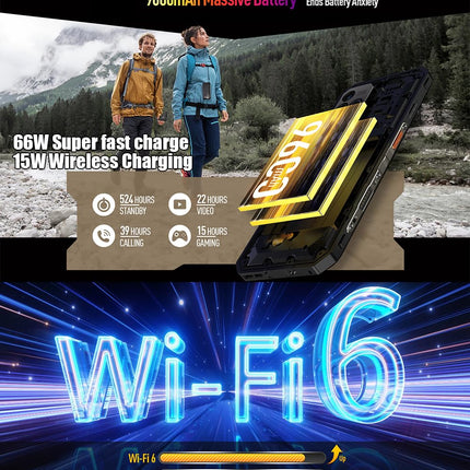 Ulefone Power Armor 18T Ultra Outdoor 5G Smartphone, Dimensity 7050 24GB+512GB, 108MP+Thermal Imaging Camera, 9600mAh, 6.58” FHD+, Android 14 IP68 Mobile Phone without Contract, 4GLTE 5G HiFi NFC OTG GPS