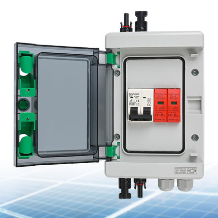 SROCHN ülepingekaitse PV DC 32A 1000V piksekaitselüliti IP65 veekindel 1 string 4 mooduliga päikesepaneelide ühenduskarp
