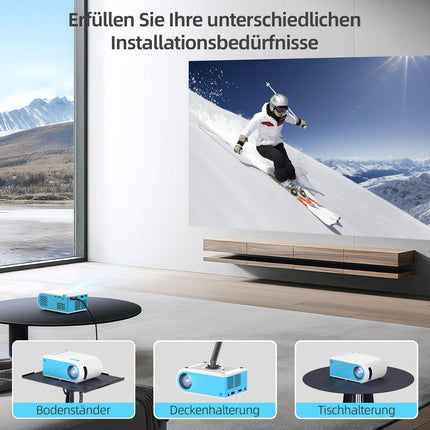 Nasini miniprojektor, 1080P toega kaasaskantav filmiprojektor, kodukino ja õues kasutamiseks, ühildub iOS-i ja Androidi telefoni, tahvelarvuti, sülearvuti, teleripulgaga, C-tüüpi, USB ja HDMI, projektori Bluetoothiga