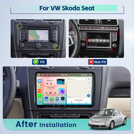 [8-tuumaline 4G+64G] Inefala Android 13 autoraadio 2 DIN VW Golfile, Polo Tiguanile, Caddy Touranile, 9-tolline puuteekraan juhtmevaba Carplay ja Android Auto funktsiooniga, BT GPS WiFi 59UI RDS FM mikrofoniga tahavaatekaamera