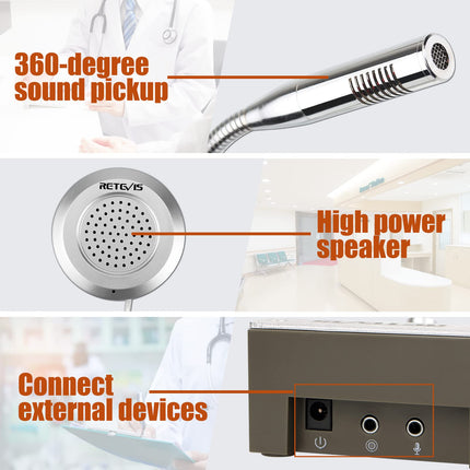 Retevis RT9908 akna-ukse intercom, kahesuunaline aknakontroller, kontori intercom, kõlar, sobib haiglasse, panka, poodi, kontorisse, piletimüügiks