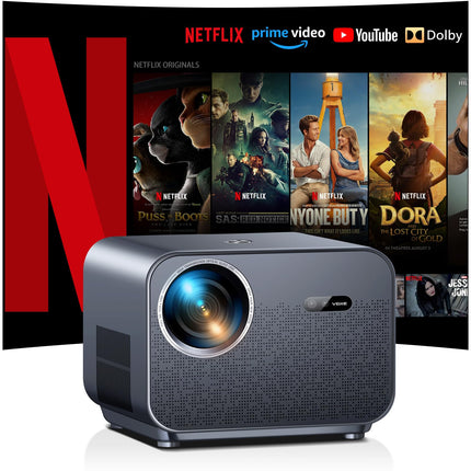 VGKE Smart Projector 4k Home Theater, Netflix Official/Autofocus/Keystone Correction, 30000 Lumens Full HD 1080p WiFi6 Bluetooth Video Projector with Dolby Audio, Home/Outdoor Projector for Phone/Laptop
