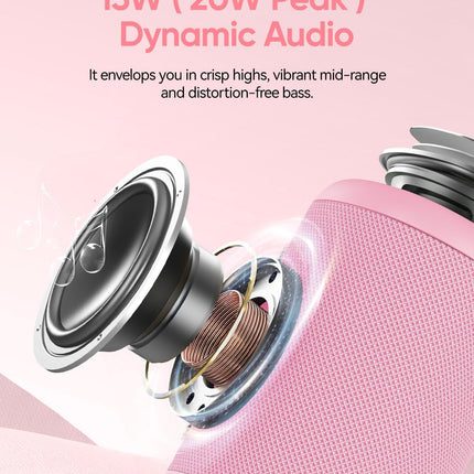 AY Portable Bluetooth Speaker with Light, Bluetooth Music Box with Powerful Crystal Clear Sound, IPX5 Waterproof, AUX &amp; TF Card Input, Stereo Pairing, 24h Battery Perfect for Home, Outdoors