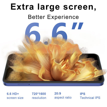 EL KXD A10 Smartphone Without Contract 6.6” HD+ 8GB+128GB Storage/256GB Expandable, 13MP+8MP Camera Octa-Core, Android 13 Mobile Phone Cheap 4500mAh 4G Dual Sim Unlocked Cell Phones, Face ID+ Fingerprint-Blue