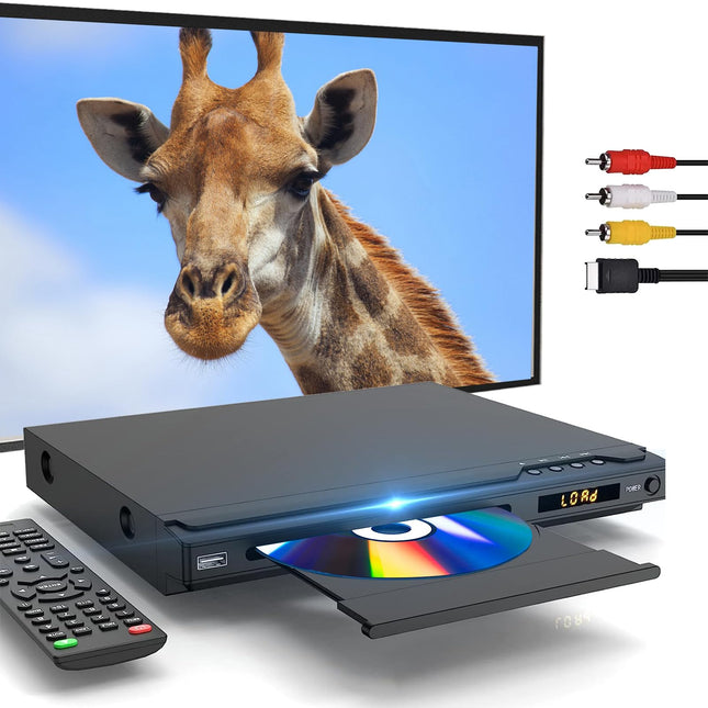 DVD-mängija telerile, HDMI-toega DVD-mängija, PAL/NTSC tugi, regioonivaba CD-mängija karaoke-portidega, USB-sisend, HDMI- ja AV-kaablid