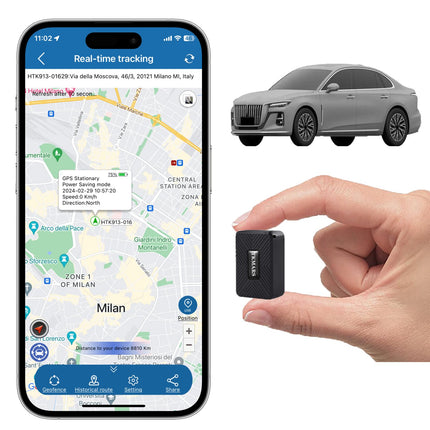 TKMARS GPS Tracker Mini GPS Tracker Car 15 Days Standby Time, 1500mah, 5 Seconds Update, with Free App, Strong Magnetic Waterproof