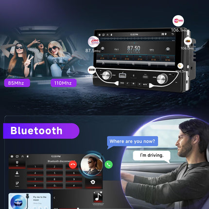 2G+64G Android autoraadio 2 DIN juhtmevaba Carplay, 6,86-tolline 2 DIN autoraadio HD puutetundliku ekraaniga ja Android Auto Mirror Link WiFi GPS navigatsiooniga FM/RDS/AUX/USB/EQ roolil juhtimisega tahavaatekaamera