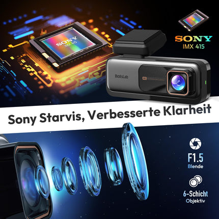 BOTSLAB auto armatuurlaud esi-taga, 4K auto armatuurlaud GPS WiFi-ga, topelt autokaamera 64GB SD-kaardiga, ADAS, öönägemine, 170° lainurk, WDR, 2.45" IPS, 24/7 parkimise jälgimine, tsükkelsalvestus