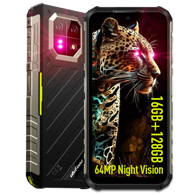 Ulefone Armor 22 (16GB+128GB) Outdoor Mobile Phone Without Contract, Android 14 6.58" FHD+ 120Hz 64MP+64MP Night Vision 6600mAh 33W 4G Dual SIM 5G WIFI/OTG/NFC/GPS/IP69K Construction Site Phone (Green)