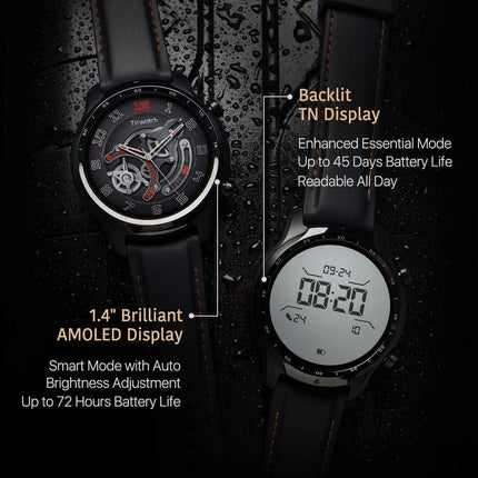 Ticwatch 3 GPS nutikell, Wear OS by Google, kahekihiline ekraan 2.0, pikk aku tööiga, must
