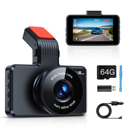 Range Tour Dashcam Car Front with 64GB SD Card, 3 inch IPS Screen Car Camera 1080P FHD Car Camera Video Recorder Car Dash Camera with 170° Wide Angle, Night Vision, WDR, Loop Recording