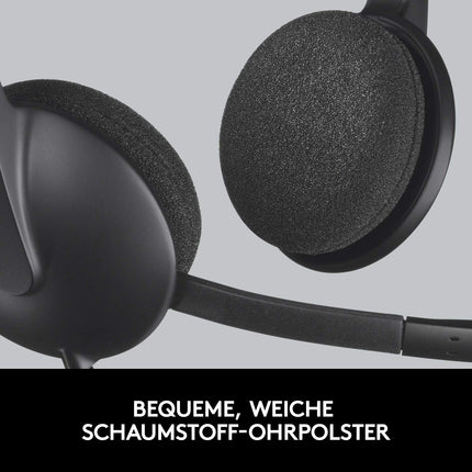Logitech H340 kõrvaklapid mikrofoniga, stereo peakomplekt, reguleeritav mürasummutav mikrofon, pöörlevad kõrvapadjad, USB-port, 1,8 m kaabel, PC/Mac/sülearvuti - must