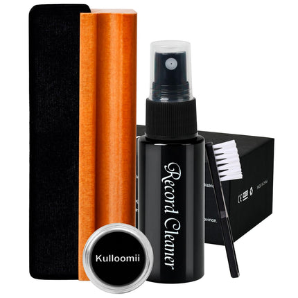 4-in-1 Vinyl Record Cleaning Kit – Record Cleaning Kit including a soft, scratch-resistant velvet brush, stylus brush, and cleaning solution – Professional Vinyl Cleaner