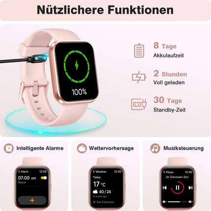 Fitpolo nutikell naistele telefonifunktsiooniga/Alexa, 1,8-tolline nutikell iPhone'ile ja Androidile, fitness-jälgija, pulsi- ja unemonitor/IP68 veekindel, fitness-kell naistele, spordikell, sammulugeja