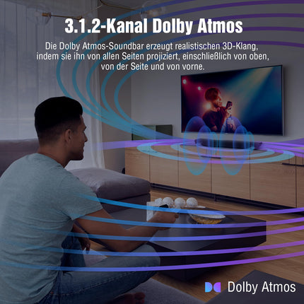 OXS S5 3.1.2-kanaliga heliriba Dolby Atmose tehnoloogiaga, integreeritud subwoofer, paindlik bass, dialoogi võimendamine, Bluetooth 5.0 ja HDMI eARC ühenduvus, 5 ekvalaiseri režiimi, 4K HDR edastus, kodukino heli