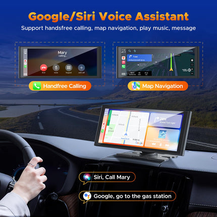 Volam 9,26-tolline kaasaskantav autoraadio Carplay ekraaniga 4K armatuurlauaga auto esi- ja tagakaamera, 1080P tahavaatekaamera, juhtmevaba Apple CarPlay Android Auto, Mirror Link, GPS, Google, Siri, FM, AUX, 64G SD-kaart
