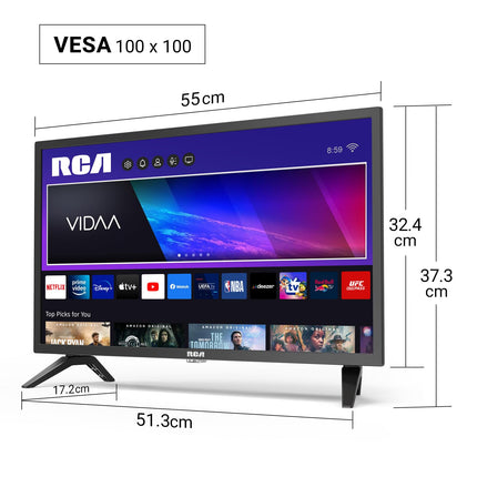 RCA VRS24HF1 Smart TV 24 inch (60 cm) LED HD VIDAA TV with Wi-Fi, Triple Tuner (DVB-T/T2, DVB-C, DVB-S/S2), App Store, Netflix, YouTube, HDMI, USB, CI/CI+, Hotel Mode (2024)
