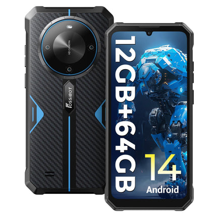 FOSSiBOT F105 Android 14 Mobile Phone, 10300mAh Battery Outdoor Mobile Phone Without Contract, 12(4+8) GB + 64GB/128GB, 6,745 Inch Display Outdoor Mobile Phone Without Contract, 20MP + 8MP, 4G Dual SIM GPS/OTG/IP68