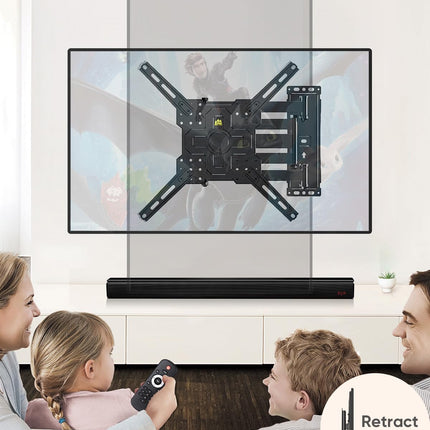 SEPISTATAV KINNITUS Televiisori seinakinnitus enamiku 26–65-tolliste telerite jaoks, 1035 mm eriti pikk liigendvars, kallutatav, 90° pööratav, täielikult liigutatav telerikinnitus, 3 kokkupandavat kaart, MAX VESA 400 x 400 mm kuni 35 kg