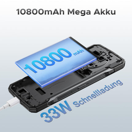 DOOGEE S118 Outdoor Handy Ohne Vertrag Android 14-10800mAh, 32GB RAM+512GB ROM/TF 2TB Octa-Core Outdoor Smartphone, 6.6” FHD+ baustellenhandy, 50MP AI Kamera Rugged Smartphone, IP68/NFC/Face ID/GPS