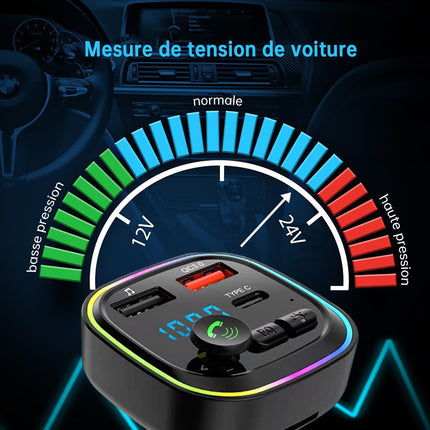 Bluetooth 5.3 FM-saatja, autoraadio adapter, QC3.0 kiirlaadimisega LED-ekraan, juhtmevaba Bluetooth MP3-mängija, toetab USB-d ja TF-kaarti