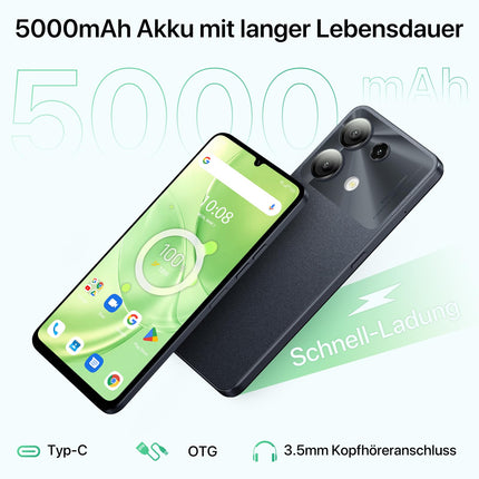 UMIDIGI G9 5G mobiiltelefon, Android 14 nutitelefon ilma lepinguta, 90Hz kaheksatuumaline, 12GB + 128GB nutitelefon, 6,75" HD+ ekraan, 50MP, näo- ja sõrmejäljetuvastusega avamine, 5000mAh, GPS, kahe SIM-kaardiga 5G nutitelefon