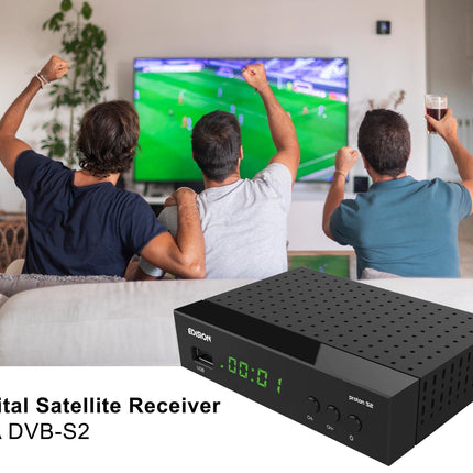 EDISION PROTON S2 Full HD satelliitvastuvõtja FTA (ühildub DVB-S2 | ARD ja ZDF SD väljalülitusega), Unicable'iga ühilduv, 2-in-1 kaugjuhtimispult, HDTV, HDMI, SCART, S/PDIF, eelinstallitud Saksa kanalite nimekiri