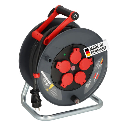 Brennenstuhl Professional Cable Reel 320 KU 4200 (40m cable in black, made of special plastic, for construction site use and continuous outdoor use, Made in Germany)