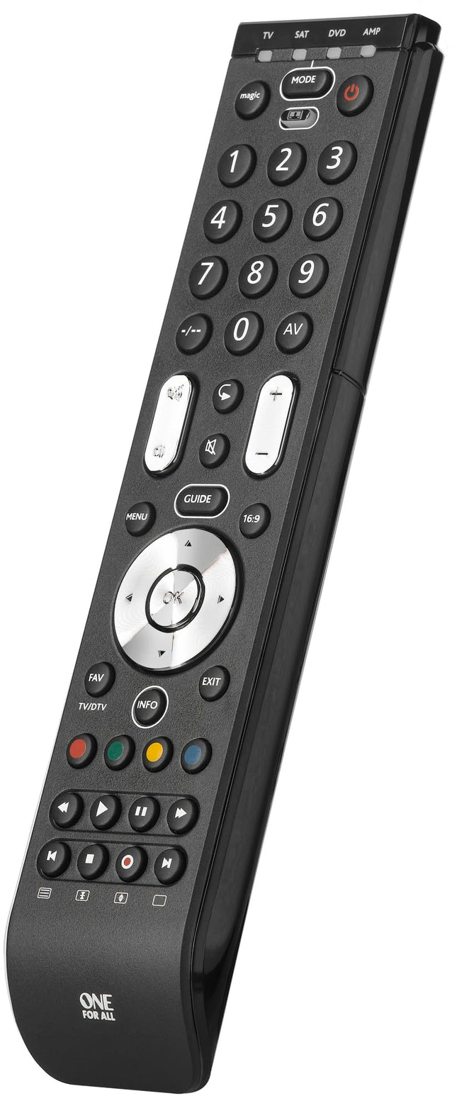 One For All Essence 4 Universal Remote Control - Controls 4 devices - TV / Smart TV, Set Top Box, DVD, Blu-Ray, and audio devices - Guaranteed to work with all manufacturers - URC 7140