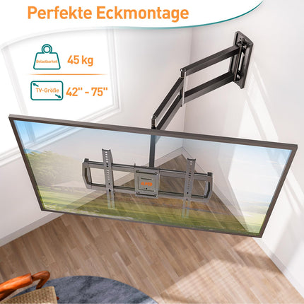 ELIVED teleri seinakinnitus 762 mm pikkuse liigendvarrega enamiku 42–75-tolliste telerite jaoks, pööratav ja kallutatav telerikinnitus, kannab kuni 45 kg. Telerikinnituse max VESA 600x400 mm EV3037