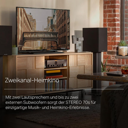 Marantz Stereo 70s võimendi HiFi Stereo, 2.2-kanaliga HiFi võimendi, 75 W/kanal, 6 HDMI sisendit, 8K, HEOS, Bluetooth, Wi-Fi, AirPlay 2, Dolby TrueHD, Alexa ühilduv, hõbedane
