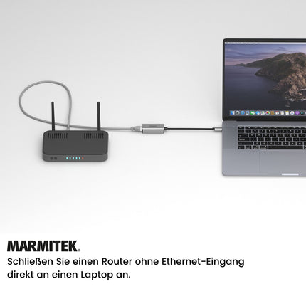 USB C Etherneti adapterkaabel - Marmitek UE24 - Ühenda Thunderbolt LAN-iga - Ühenda oma Mac või sülearvuti ruuteriga isegi siis, kui ÜKS RJ45 port puudub - USB-C muundur