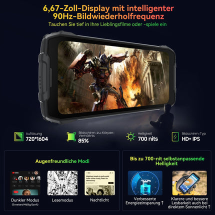 Blackview BV7300 õuenutitelefon Android 14, 15000mAh, 18GB+256GB(2TB), 6.67" 90Hz ekraan, 50MP+32MP õuenutitelefon ilma lepinguta, NFC/öönägemine 20MP/Corning Glass/GPS/kaks 800LM matkavalgustit