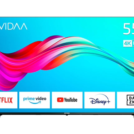 DYON Smart 55 VX - 55-tolline (139 cm) 4K UHD nutiteler HD kolmekordse tuuneriga (DVB-C/-S2/-T2), App Store'i, Prime Video, Netflixi, YouTube'i, DAZN-i, Disney+ ja hotellirežiimiga