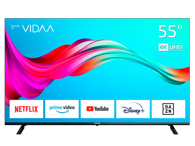 DYON Smart 55 VX - 55-tolline (139 cm) 4K UHD nutiteler HD kolmekordse tuuneriga (DVB-C/-S2/-T2), App Store'i, Prime Video, Netflixi, YouTube'i, DAZN-i, Disney+ ja hotellirežiimiga