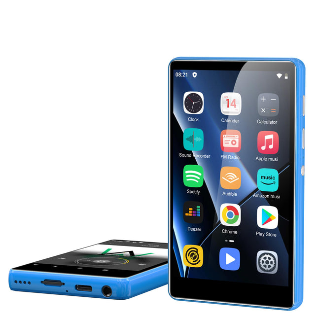 80 GB MP3-mängija Bluetoothi ​​ja WiFi-ga, SWOFY 4,0-tolline puutetundliku ekraaniga MP3-MP4-mängija, kaasaskantav stereo, digitaalne muusikapleier FM-raadioga, diktofon, e-raamat, brauser (must) (sinine)