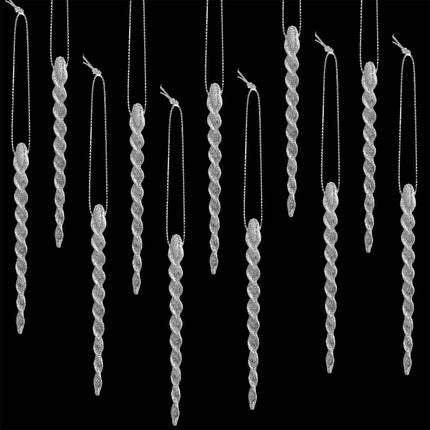 Boao 50 Pieces Plastic Icicles Twisted Plastic Icicles Christmas Ornaments Icicle Decoration Christmas Tree and Holiday Christmas Wedding Hanging (Silver, 5.12 inches)