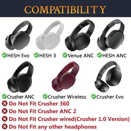 SOULWIT jahutusgeeliga vahetuskõrvapadjad Skullcandy Hesh 3/ANC/Evo ja Crusher Wireless/ANC/Evo ja Venue ANC kõrvaklappidele