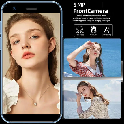 Hipipooo Mini lukustamata nutitelefon 4G telefon 3.0-tolline kahe SIM-kaardiga 2000mAh akuga kahe kaameraga Android 10.0 neljatuumaline WiFi Bluetooth leviala varutelefon (sinine, 3GB+64GB)