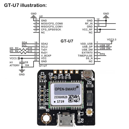 Geekstory GT-U7 GPS Module GPS Receiver Navigation Satellite with EEPROM Compatible with 6M 51 Microcontroller STM32 UO R3+ IPEX Active GPS Antenna for Arduino Drone Raspberry Pi Flight
