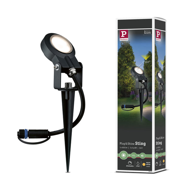 Paulmann lighting system Plug&amp;Shine LED garden spotlight LED 6 W warm white Plug&amp;Shine Sting 93934