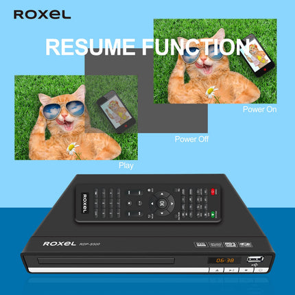 Roxel RDP-S500 DVD-mängija HDMI-kaabliga telerile, mitme regiooni DVD-mängija USB-pordi ja kaugjuhtimispuldiga, CD-mängija FULL HD HDMI ja RCA-pordiga