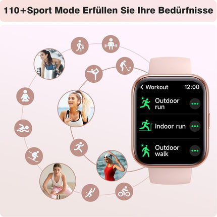 Fitpolo nutikell naistele telefonifunktsiooniga/Alexa, 1,8-tolline nutikell iPhone'ile ja Androidile, fitness-jälgija, pulsi- ja unemonitor/IP68 veekindel, fitness-kell naistele, spordikell, sammulugeja