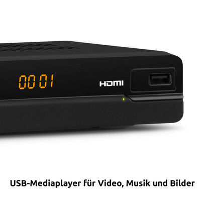 TechniSat HD-S 221 - digitaalne HD satelliitvastuvõtja (Sat DVB-S/S2, HDTV, HDMI, USB meediapleier, eelinstallitud kanalite loend, unetaimer, kaugjuhtimispult, kompaktne korpus) must