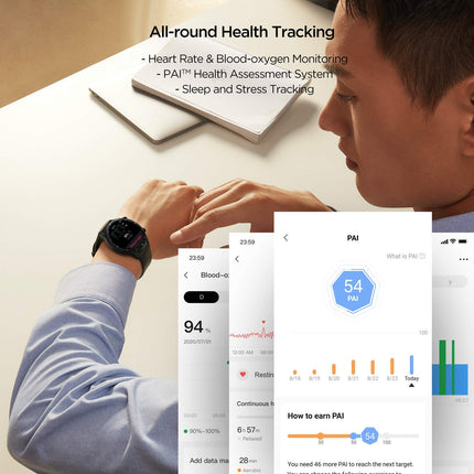 Amazfit GTR 2 nutikell Bluetooth-kõnefunktsiooniga, spordikell 90 spordirežiimiga, aktiivsusmonitor vere hapnikusisalduse monitoriga, 3 GB muusikasalvestusruum meestele ja naistele