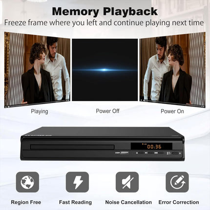HDMI DVD-mängija 1080P, mitme regiooni tuvastus teleri jaoks, HDMI AV-port/USB/mikrofoni sisend, NTSC/PAL süsteem, kaugjuhtimispult, HD kõigi piirkondadega