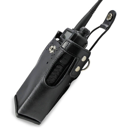 KEESIN PU Leather Walkie Talkie Carrying Case Holder Holster for Motorola Two Way Radio HT750 HT1250 HT1550 GP320 GP340 GP360 (case E)