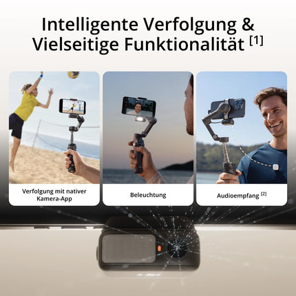 DJI Osmo Mobile 7P stabilisaator iPhone'ile, Androidile, natiivne jälgimine, valgustus, 3-teljeline nutitelefoni stabilisaator, kiirkäivitus, ühe klõpsuga redigeerimine, integreeritud pikendusvarras ja statiiv